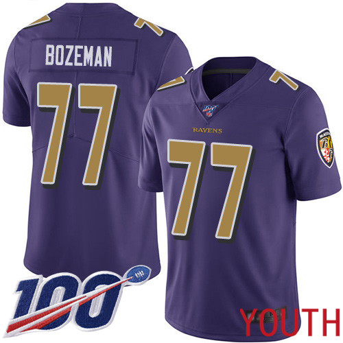 Baltimore Ravens Limited Purple Youth Bradley Bozeman Jersey NFL Football #77 100th Season Rush Vapor Untouchable->youth nfl jersey->Youth Jersey